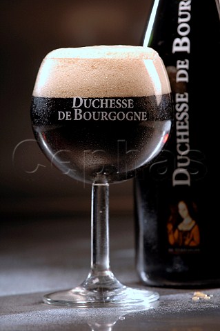Glass of Duchesse de Bourgogne Belgian beer