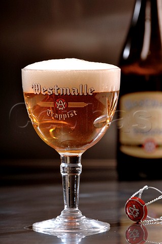 Glass of Westmalle Trappist Belgian beer