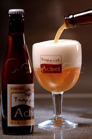 Pouring glass of Achel Belgian Trappist beer