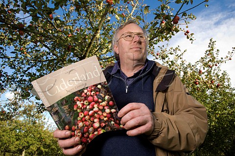 James Crowden Poet and author of Ciderland a book on West Country Cider in Julian Temperley Cider orchard   Burrow Hill Kingsbury Episcopi Somerset England