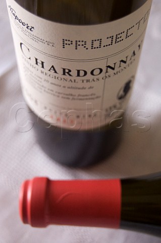 Bottles of Niepoort Projectos Chardonnay in the tasting room at Quinta de Npoles Tdo Portugal