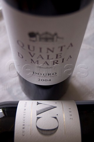 Bottles of Quinta Vale D Maria 2004 and the propertys second wine Curriculum Vitae  Douro Valley Portugal