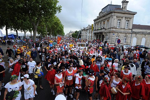 Runners in fancy dress at the start of the Marathon du Mdoc Pauillac  Gironde Aquitaine France