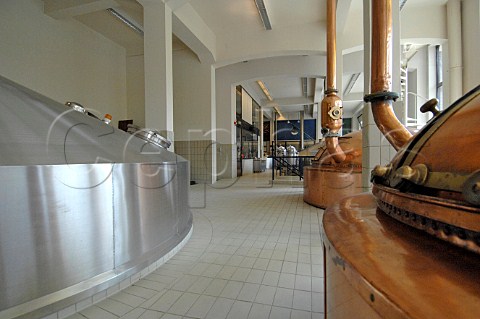 Copper and steel brew kettles at Palm brewery Steenhuffel Belgium