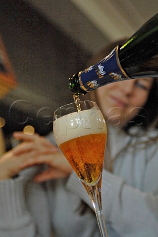 Pouring glass of Palm Royale Belgian beer