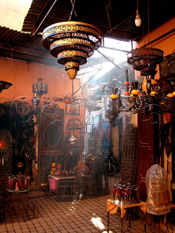 Shop interior in Marrakech souk Morocco