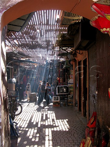 Narrow street in Marrakech souk Morocco
