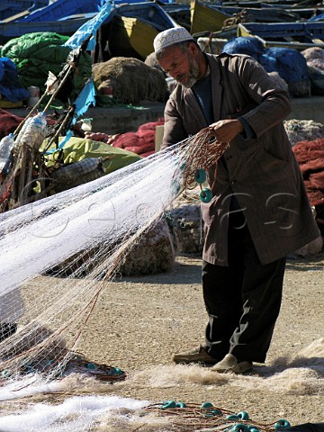 Fishermen with his nets Essaouira Morocco