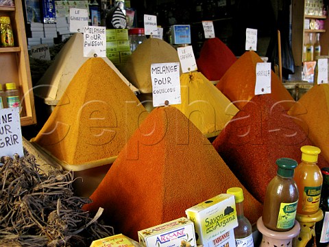 Spice stall in Marrakech souk Morocco