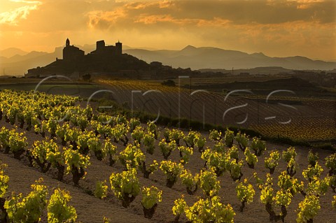 Sunset over village and vineyards of San Vicente de la Sonsierra La Rioja Spain   Rioja Alta
