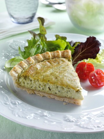 Basil quiche and salad
