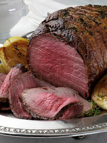 Beef topside in a table setting