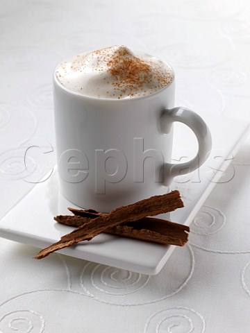 Hot chocolate in a white mug