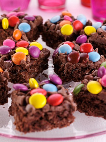 A plate of Smartie Squares cookies