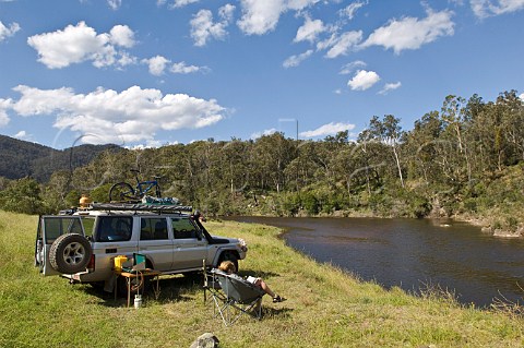 Camping along the Snowy River Jacksons Crossing Snowy River National Park Victoria Australia