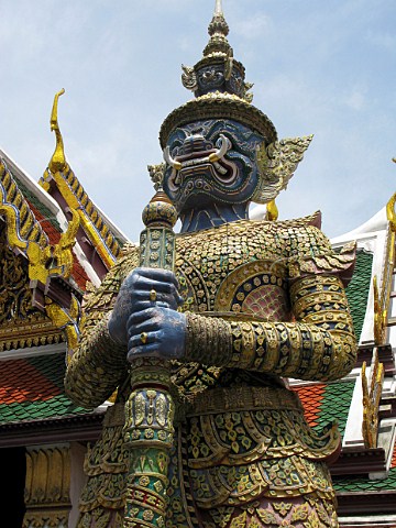 Statue in Wat Phra Kaeo Temple of the Emerald Buddha Grand Palace Bangkok Thailand