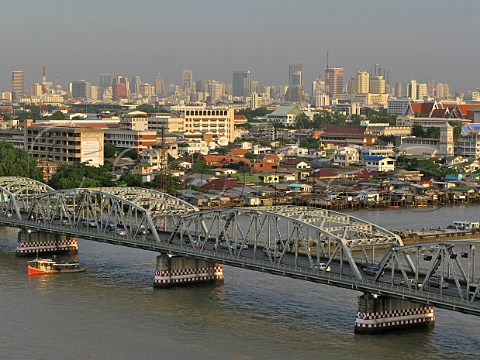 Bridge over the Chao Phraya river Bangkok Thailand