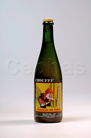 330ml bottle of Chouffe Houblon Dobbelen IPA Tripel Belgian beer