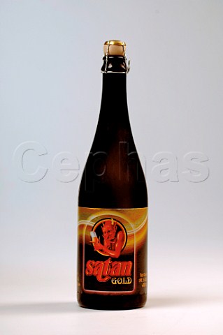 750ml bottle of Satan Gold Belgian beer