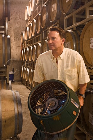 Winemaker Joe Dobbes in a barrel cellar of Dobbes Family Estate  Dundee Oregon USA  Willamette Valley