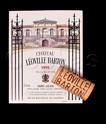 Label and cork of Chteau LovilleBarton 1999  StJulien  Bordeaux