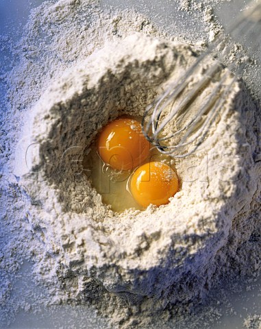 Mixing flour and eggs