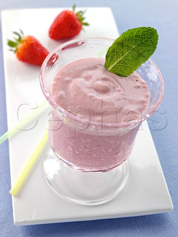 Glass of strawberry smoothie