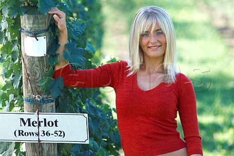 Young woman in Merlot vineyard