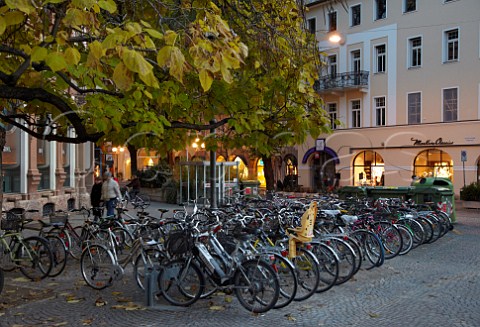 Bike racks in the historical centre of Bolzano Alto Adige Italy