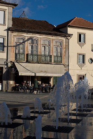 Caf and fountains in the main square Vila Real Portugal