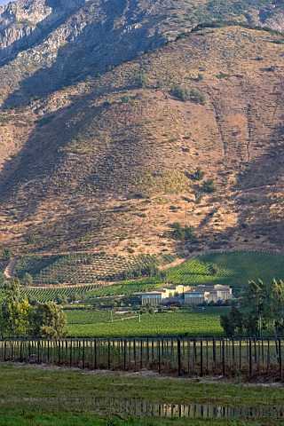 Foothills of the Andes mountains overlooking Haras de Pirque winery Pirque Maipo Valley Chile  Maipo Valley