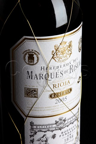 Wire net on bottle of 2005 Marqus de Riscal Reserva Rioja