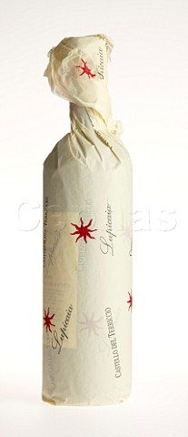 Bottle of Lupicaia wrapped in tissue paper  Castello del Terriccio Castellina Marittima Tuscany Italy