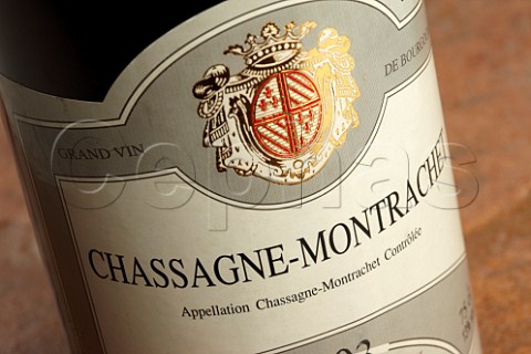 Bottle of ChassagneMontrachet wine    Burgundy France