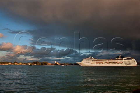 Venice Lido and MSC Opera cruise ship Veneto Italy