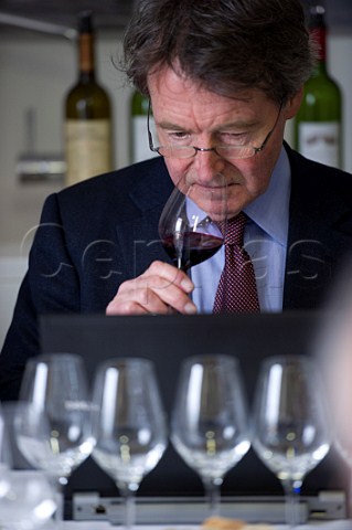 Steven Spurrier during En Primeur tasting of the 2009 vintage at Chteau PetitVillage Pomerol  Bordeaux France