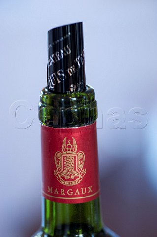 Bottle of Chteau Marquis de Terme at En Primeur tasting of the 2009 vintage  Bordeaux France