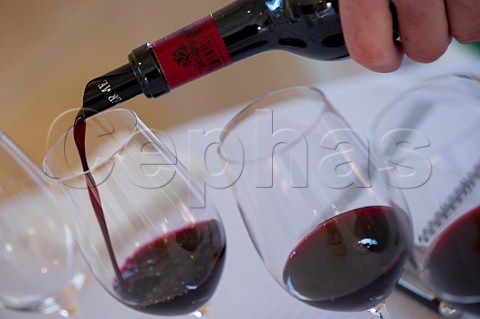 Pouring Chteau Marquis de Terme at En Primeur tasting of the 2009 vintage  Bordeaux France
