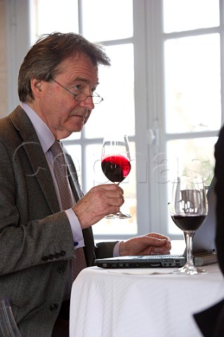 Steven Spurrier at En Primeur tasting of the 2009 vintage at Chteau Marquis de Terme  Margaux Bordeaux France