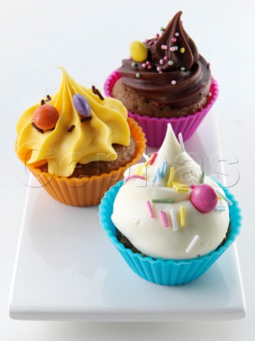 Fairy cakes in colourful cases
