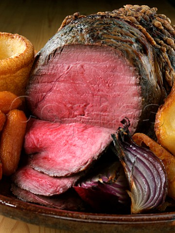 Irish roast beef joint with vegetables
