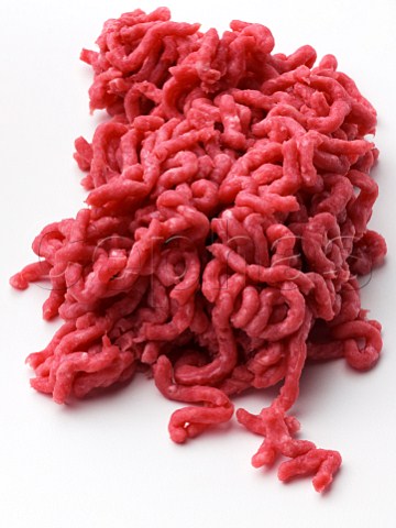 A pile of minced beef on a white background