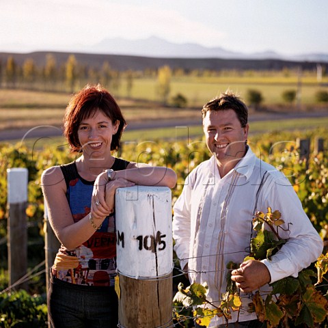 Mike and Jo Eaton in TerraVin vineyard in the Omaka Valley Marlborough New Zealand