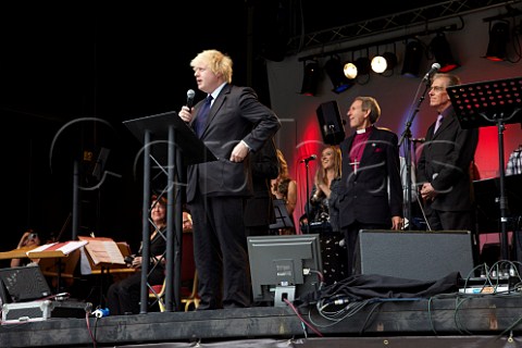 Boris Johnson Mayor of London speaking at the 2010 London Global Day of Prayer West Ham United Football Club Upton Park London England