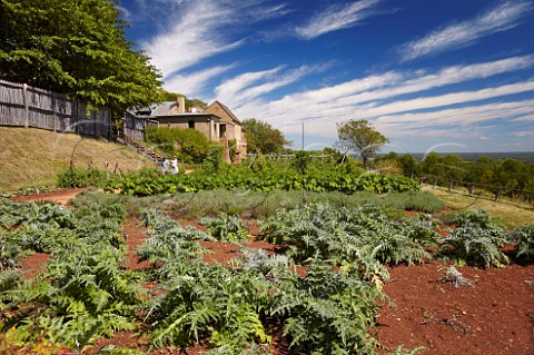The restored Thomas Jefferson vegetable garden at Monticello Virginia USA