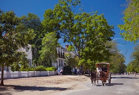 Horsedrawn carriage on Duke of Gloucester Street Colonial Williamsburg Virginia USA
