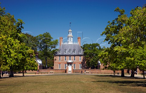 The Governors Palace viewed from Palace Green Colonial Williamsburg Virginia USA