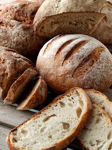 Rustic organic loaves of bread