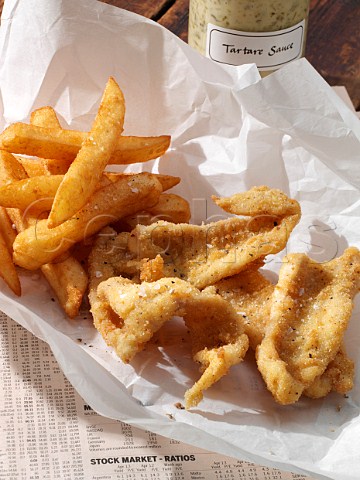 Dover sole goujons and chips