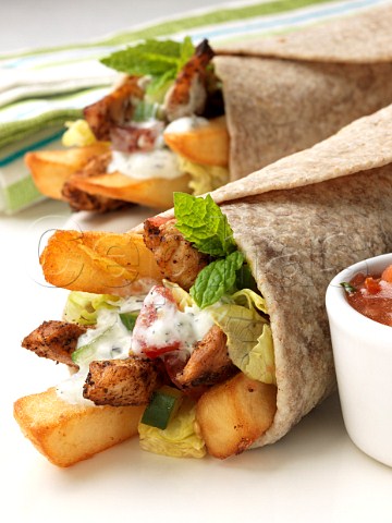 Chicken chapati wraps with chips